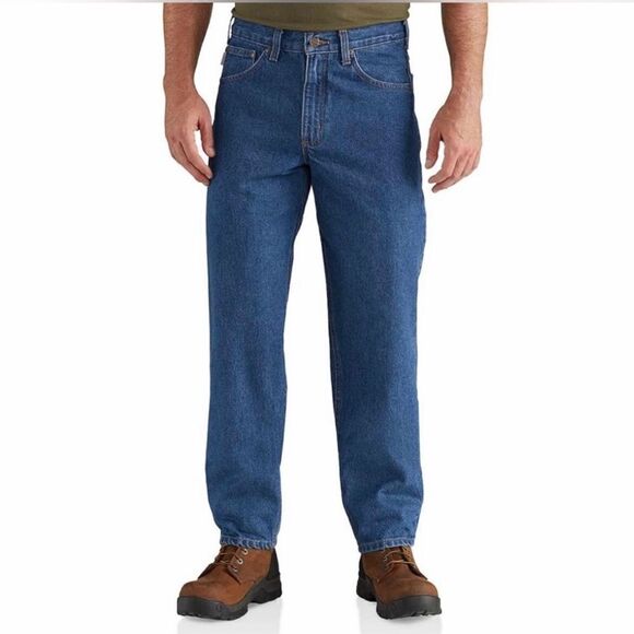 CARHARTT RELAXED FIT MEN'S DENIM BLUE JEANS MEDIUM WASH | SIZE 34 X 30 - Picture 1 of 7